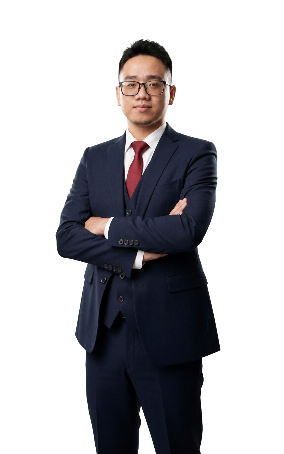 Giảng viên Cổ Vạn Tấn trong trang phục công sở